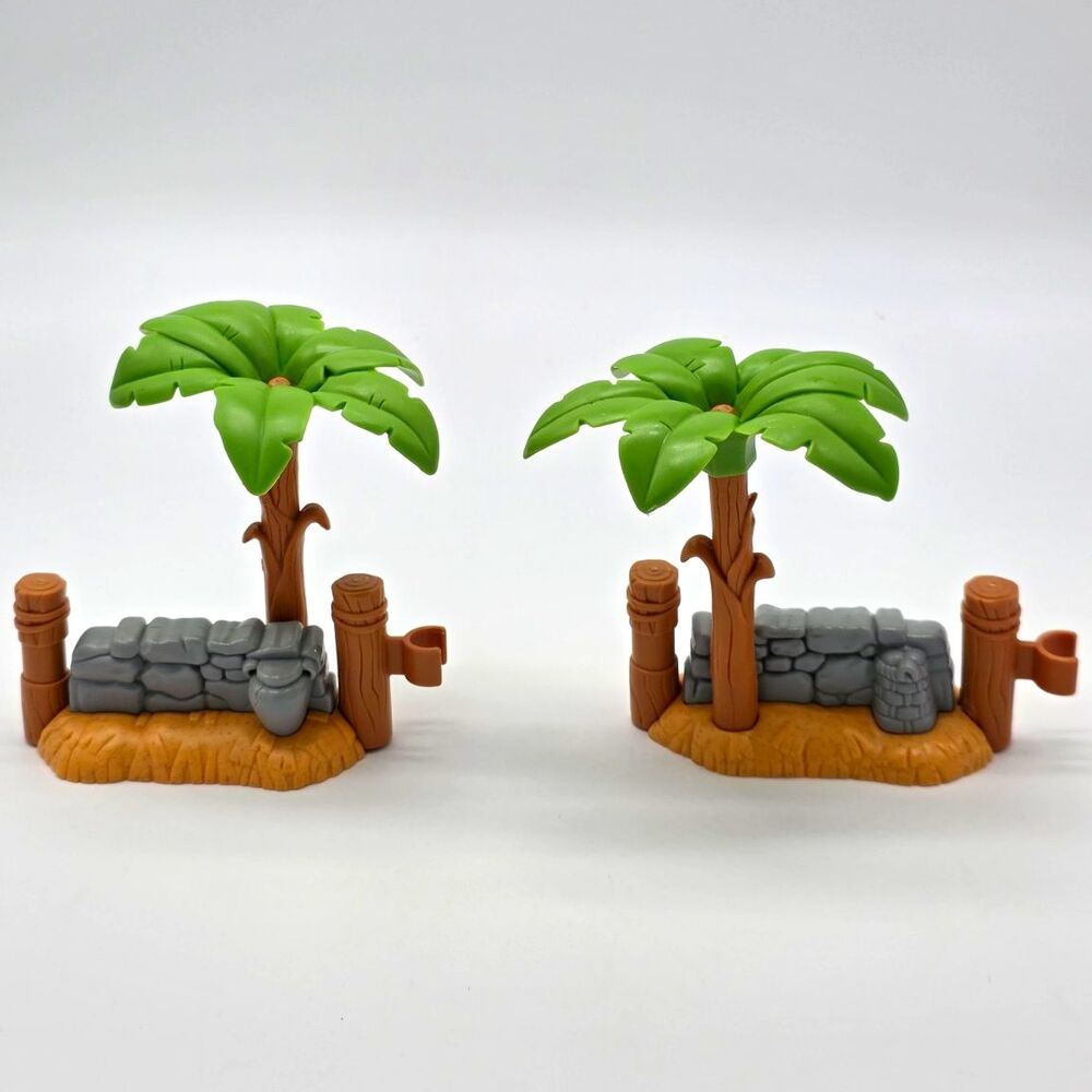 Fisher-Price Little People Palm Trees & Stone Wall Fence Accessory Lot (2)